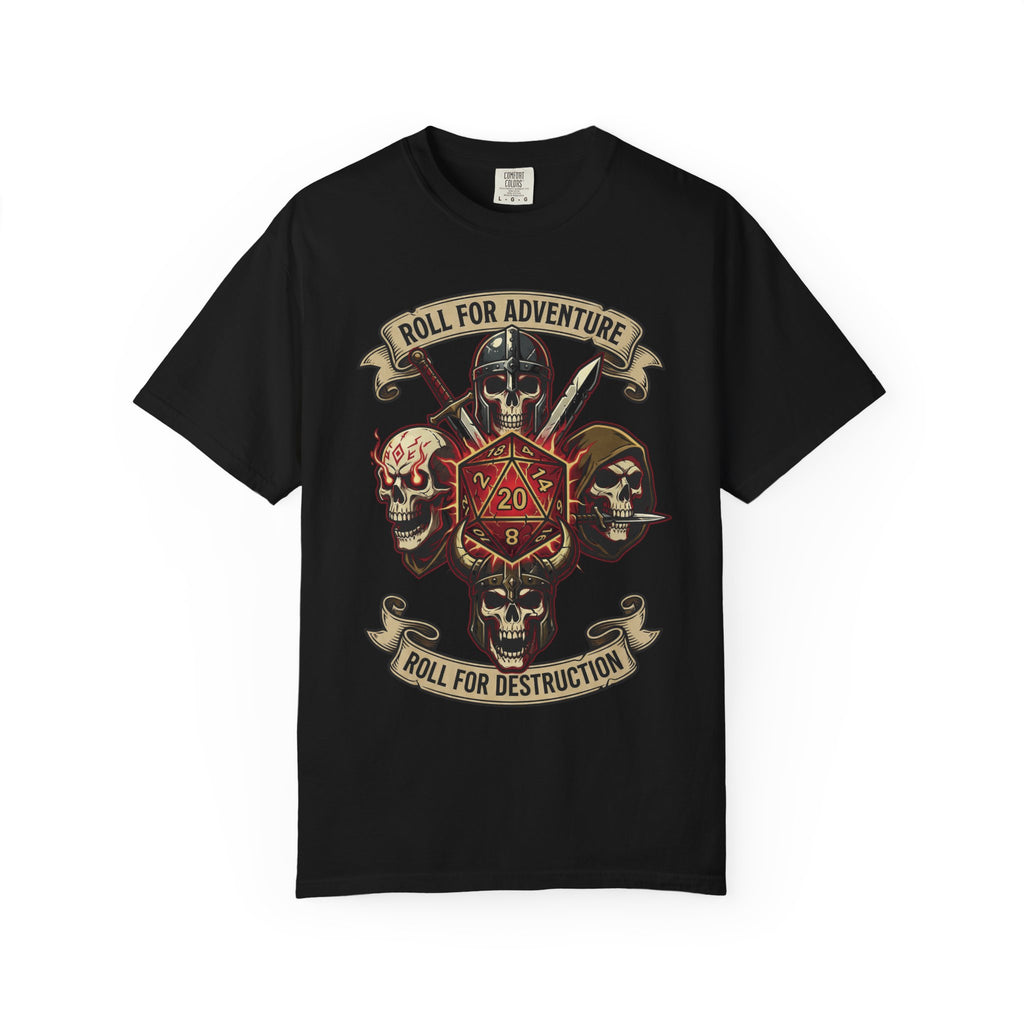 Roll for Adventure T-Shirt | D20 Skull Dice RPG Gift | Unisex Comfort Colors® 1717