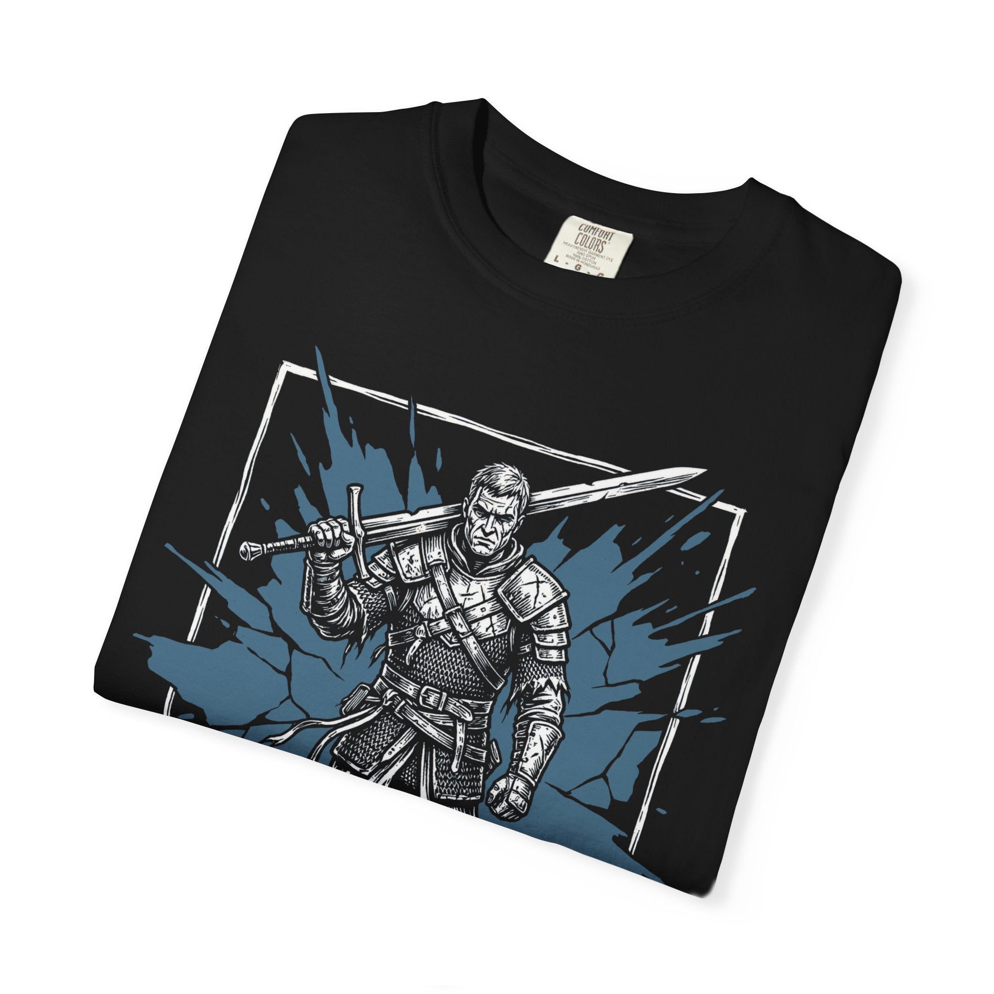 Fighter Class T-Shirt | D&D Warrior & Greatsword Gift | Unisex Comfort Colors® 1717 Male Design