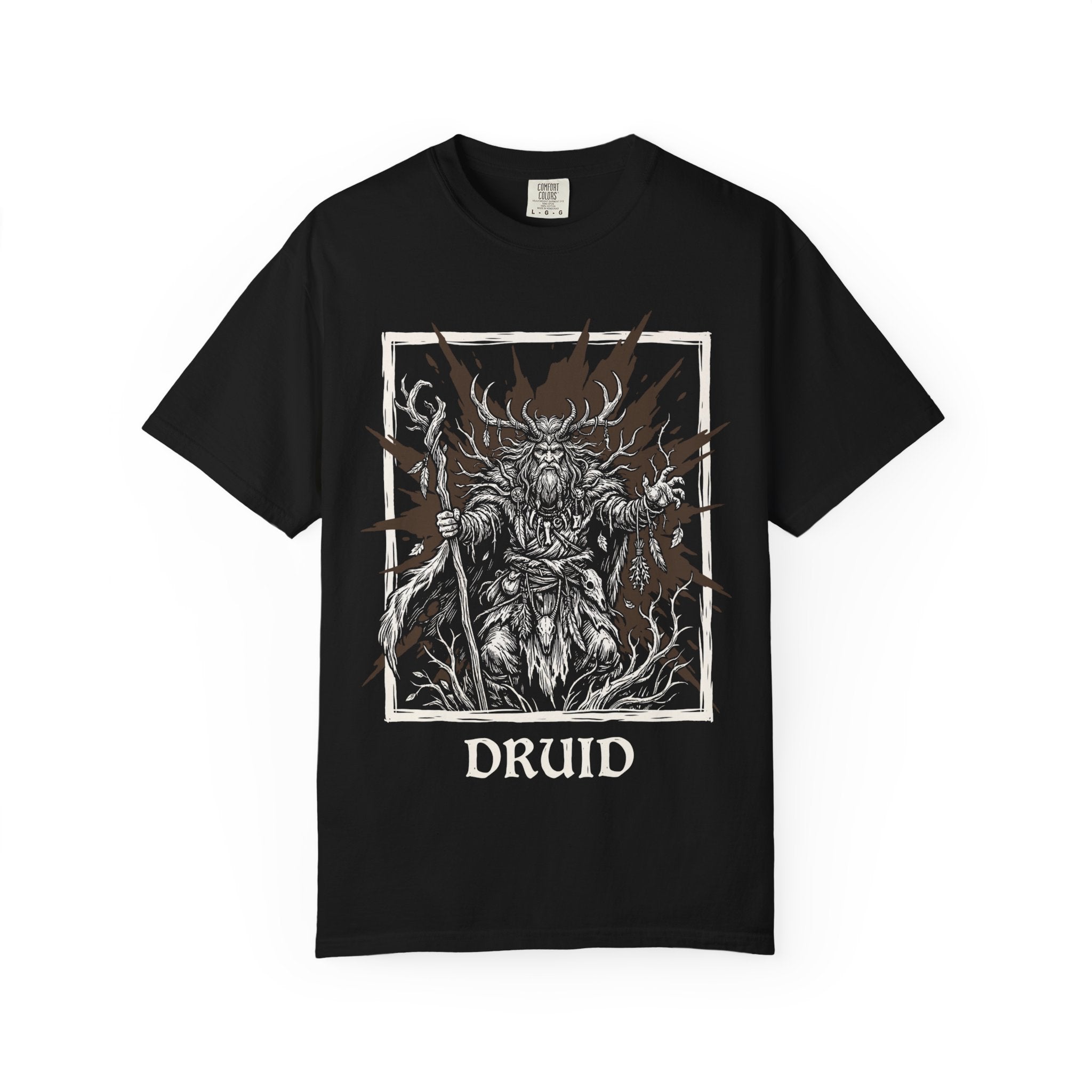 Druid Class T-Shirt | D&D Wild Shape & Nature Magic Gift | Unisex Comfort Colors® 1717 Male Design