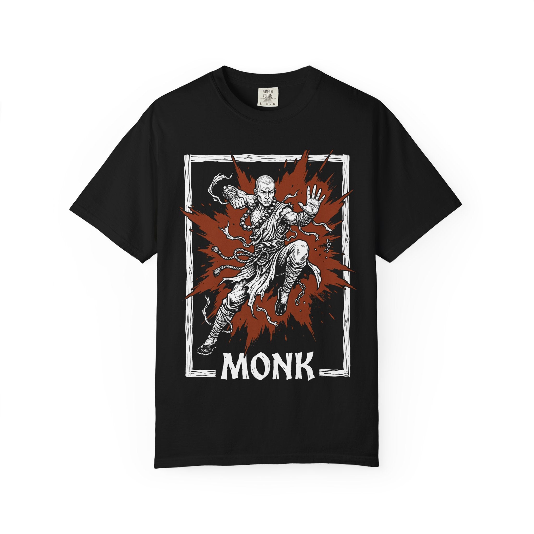 Monk Class T-Shirt | D&D Martial Arts & Ki Gift | Unisex Comfort Colors® 1717 Male Design