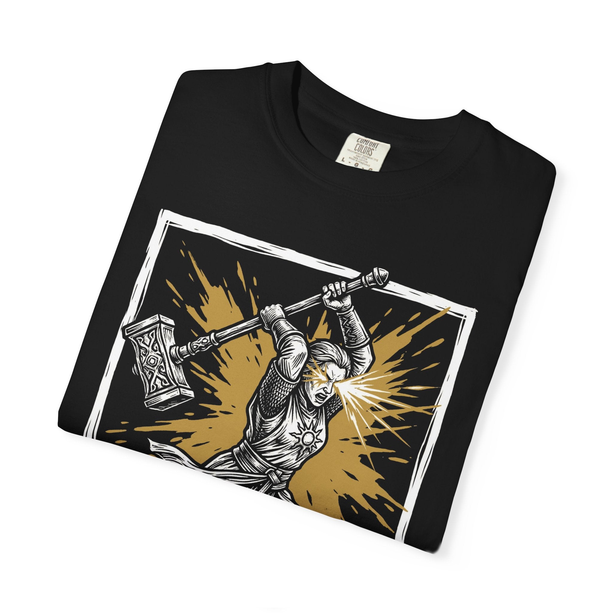 Cleric Class T-Shirt | D&D Divine Hammer & Healer Gift | Unisex Comfort Colors® 1717 Female Design