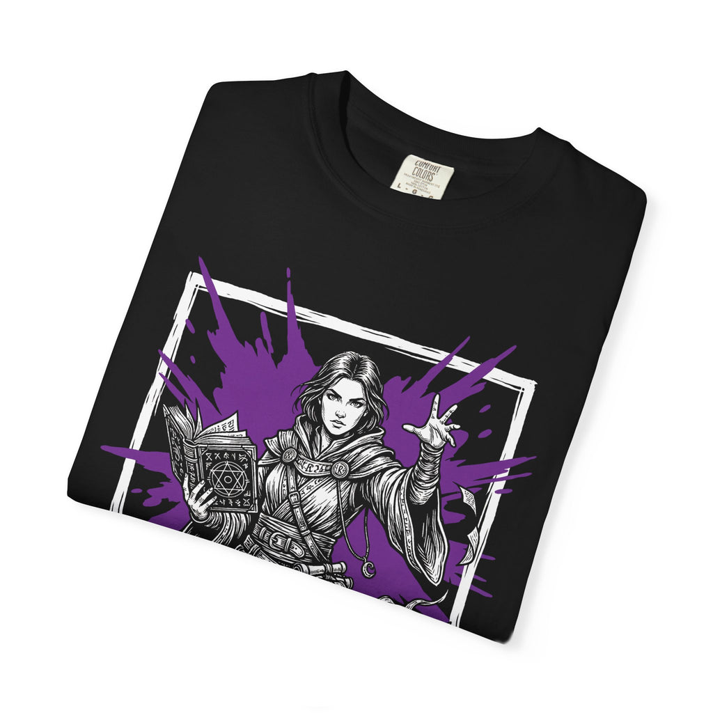 Wizard Class T-Shirt | D&D Arcane Magic & Spellbook Gift | Unisex Comfort Colors® 1717 Female Design