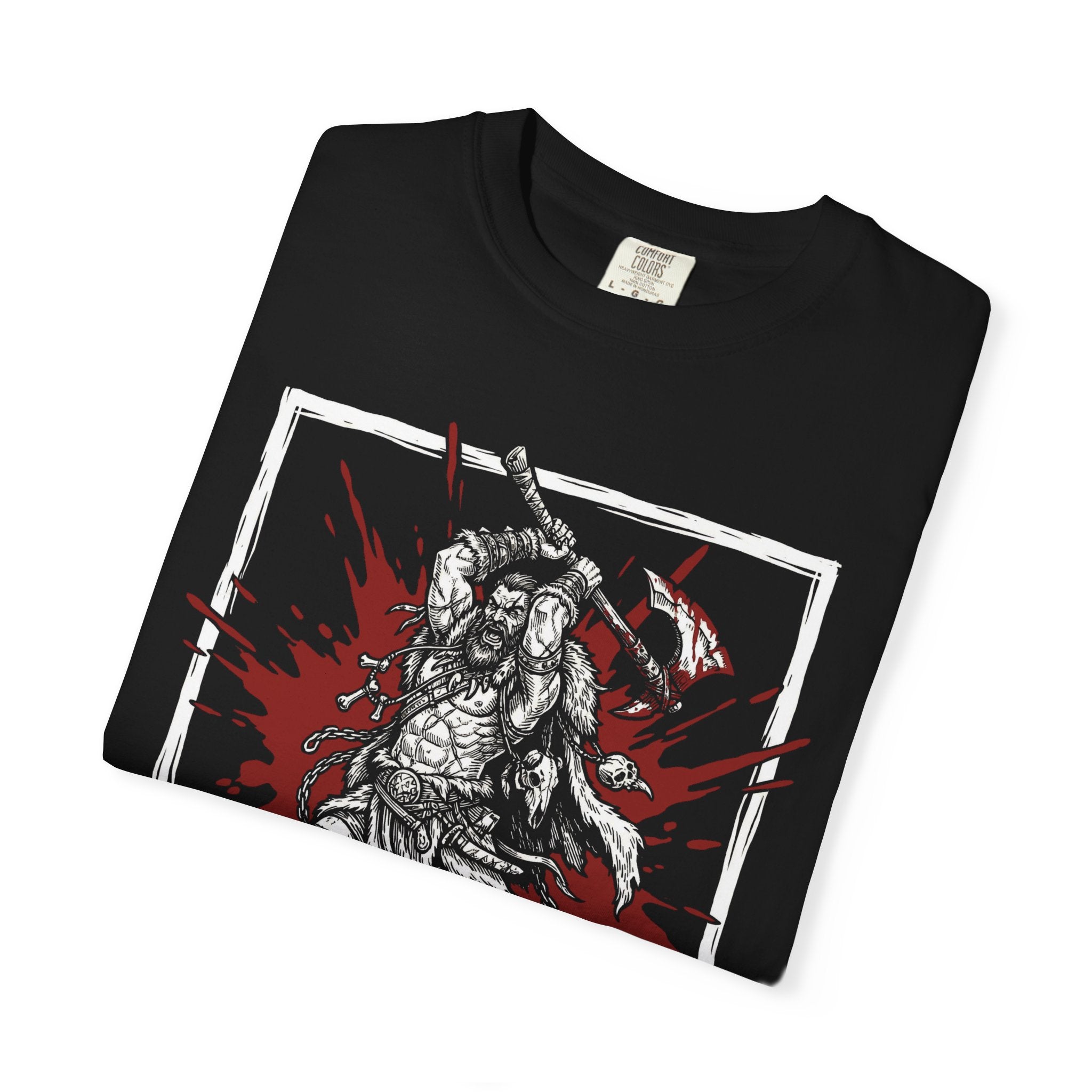 Barbarian Class T-Shirt | D&D Rage & Great Axe Gift | Unisex Comfort Colors® 1717 Male Design