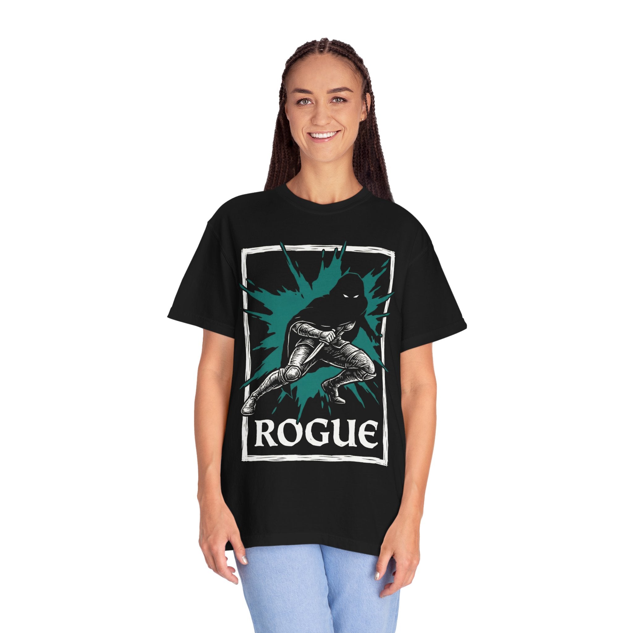Rogue Class T-Shirt | D&D Sneak Attack & Assassin Gift | Unisex Comfort Colors® 1717 Female Design