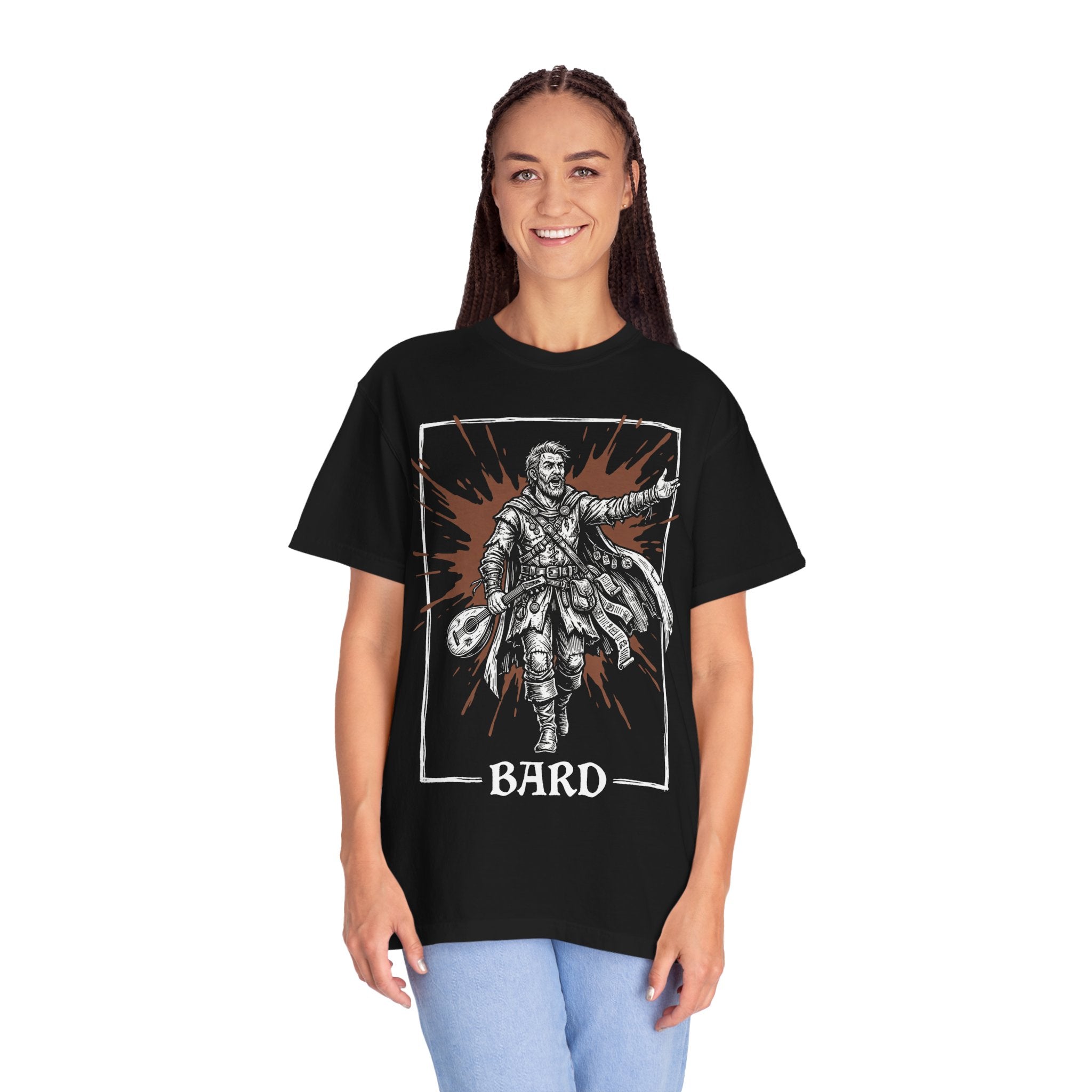 Bard Class T-Shirt | D&D Bardic Inspiration & Lute Gift | Unisex Comfort Colors® 1717 Male Design