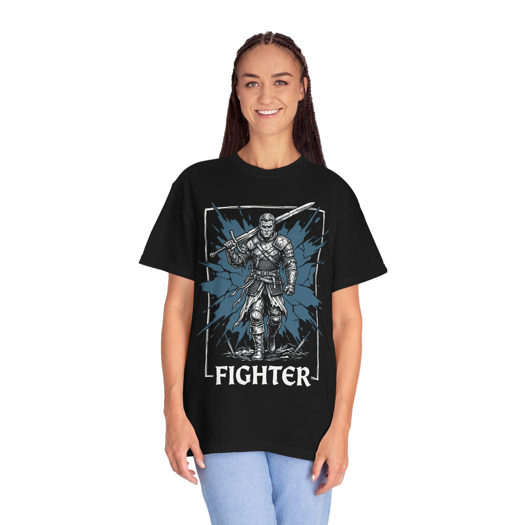 Fighter Class T-Shirt | D&D Warrior & Greatsword Gift | Unisex Comfort Colors® 1717 Male Design