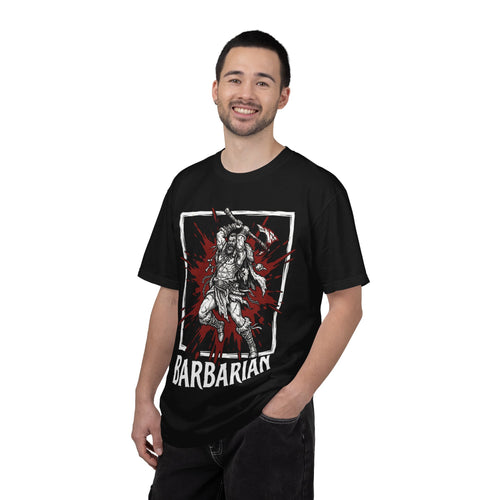 Barbarian Class T-Shirt | D&D Rage & Great Axe Gift | Unisex Comfort Colors® 1717 Male Design