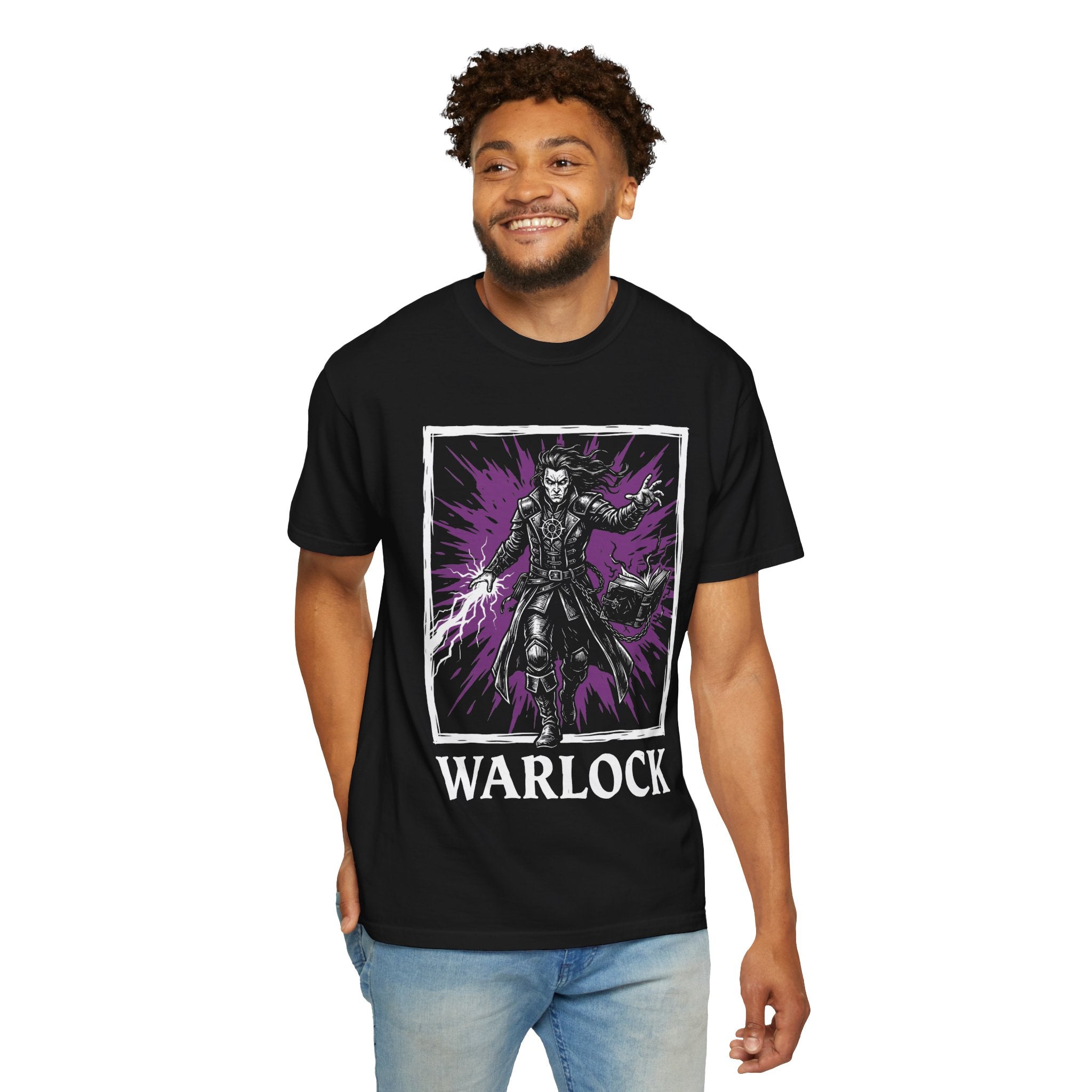 Warlock Class T-Shirt | D&D Eldritch Blast Gift | Unisex Comfort Colors® 1717 Male Design