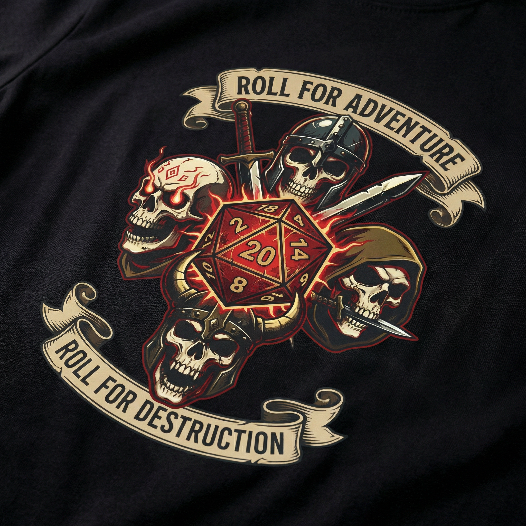 Roll for Adventure T-Shirt | D20 Skull Dice RPG Gift | Unisex Comfort Colors® 1717