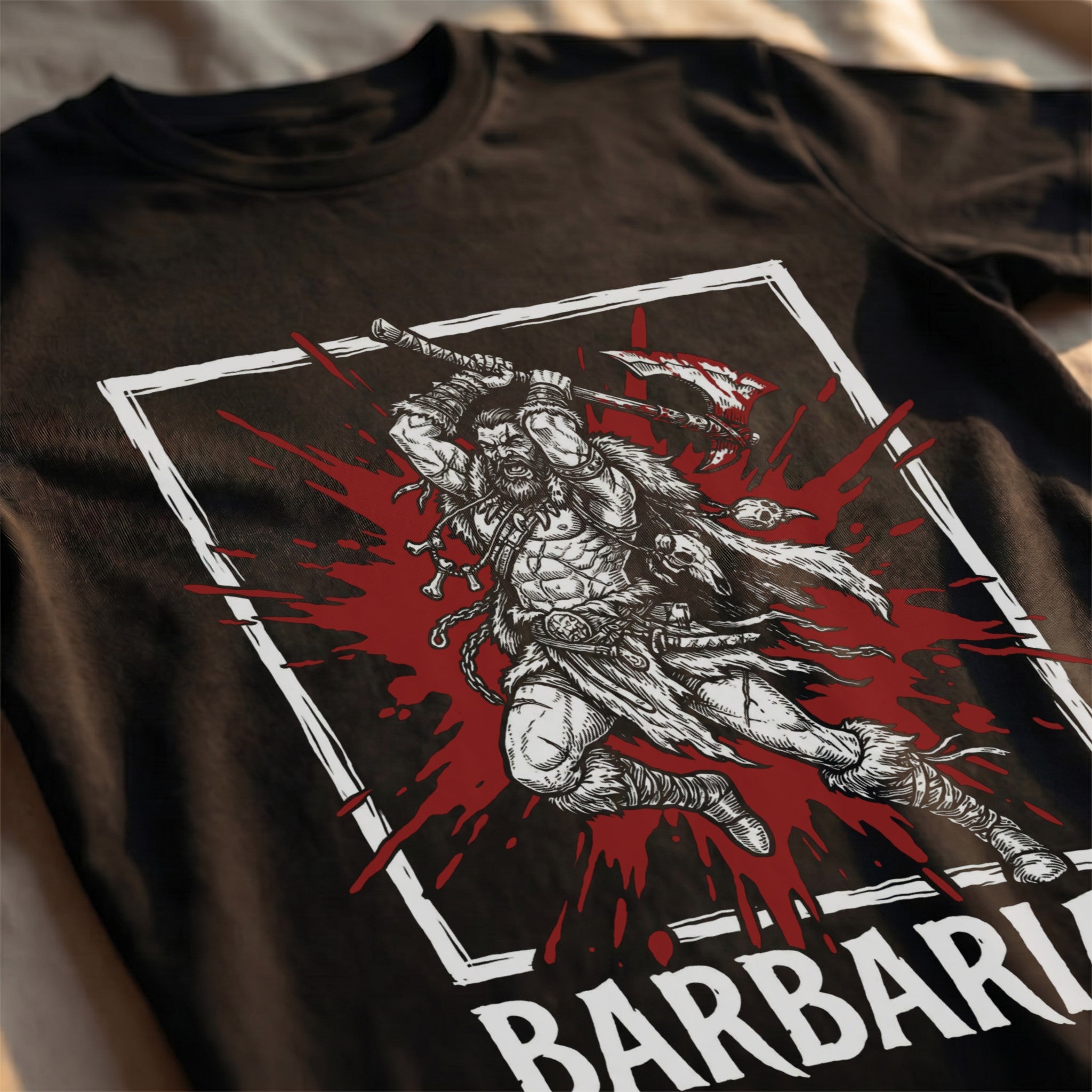 Barbarian Class T-Shirt | D&D Rage & Great Axe Gift | Unisex Comfort Colors® 1717 Male Design