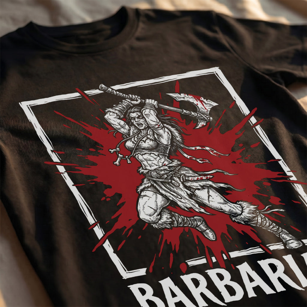 Barbarian Class T-Shirt | D&D Rage & Great Axe Gift | Unisex Comfort Colors® 1717 Female Design