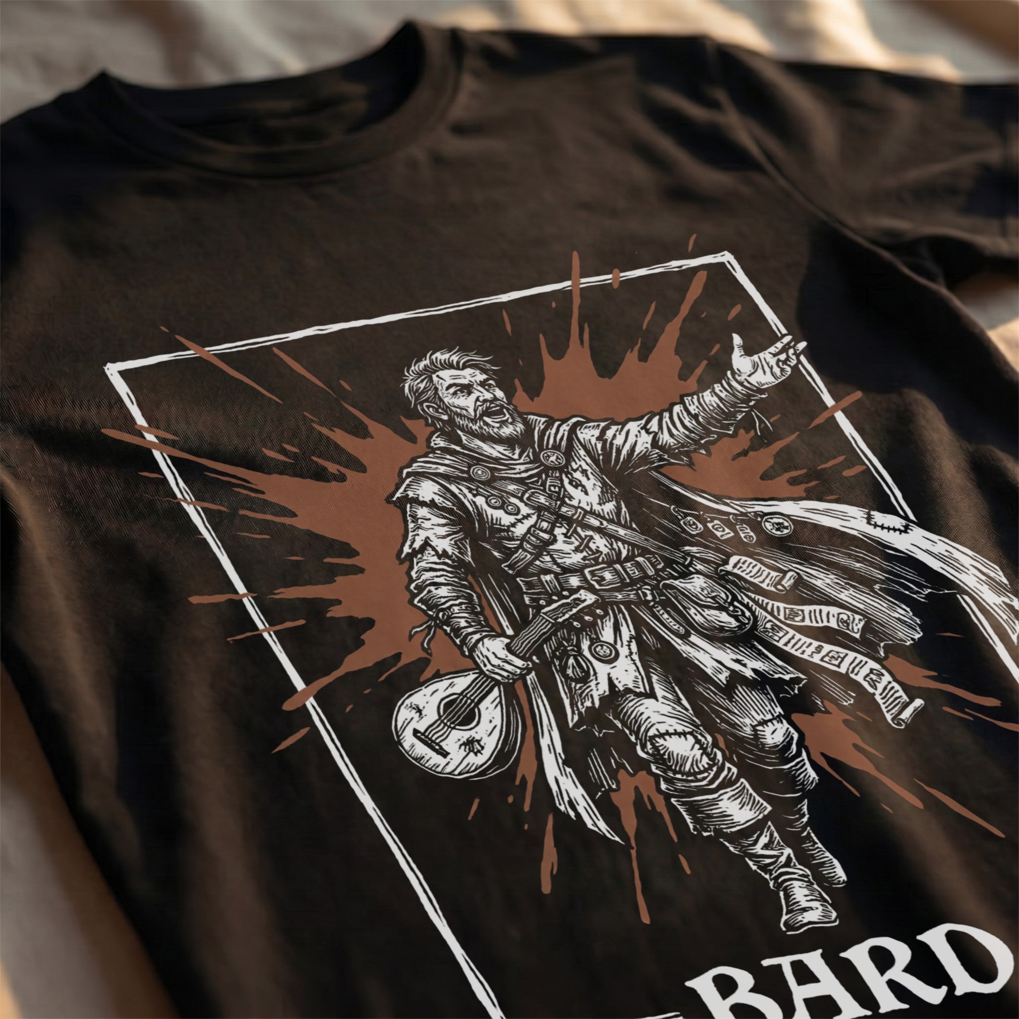 Bard Class T-Shirt | D&D Bardic Inspiration & Lute Gift | Unisex Comfort Colors® 1717 Male Design