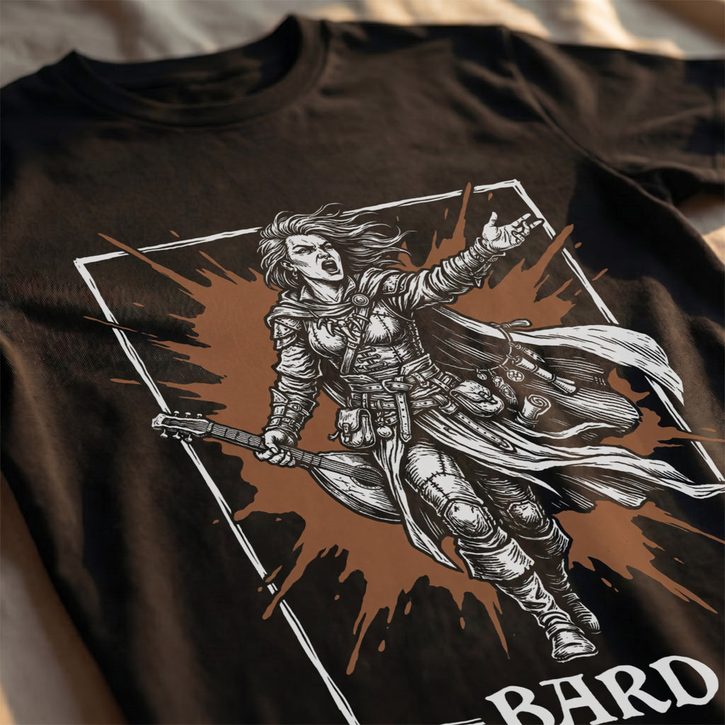 Bard Class T-Shirt | D&D Bardic Inspiration & Lute Gift | Unisex Comfort Colors® 1717 Female Design