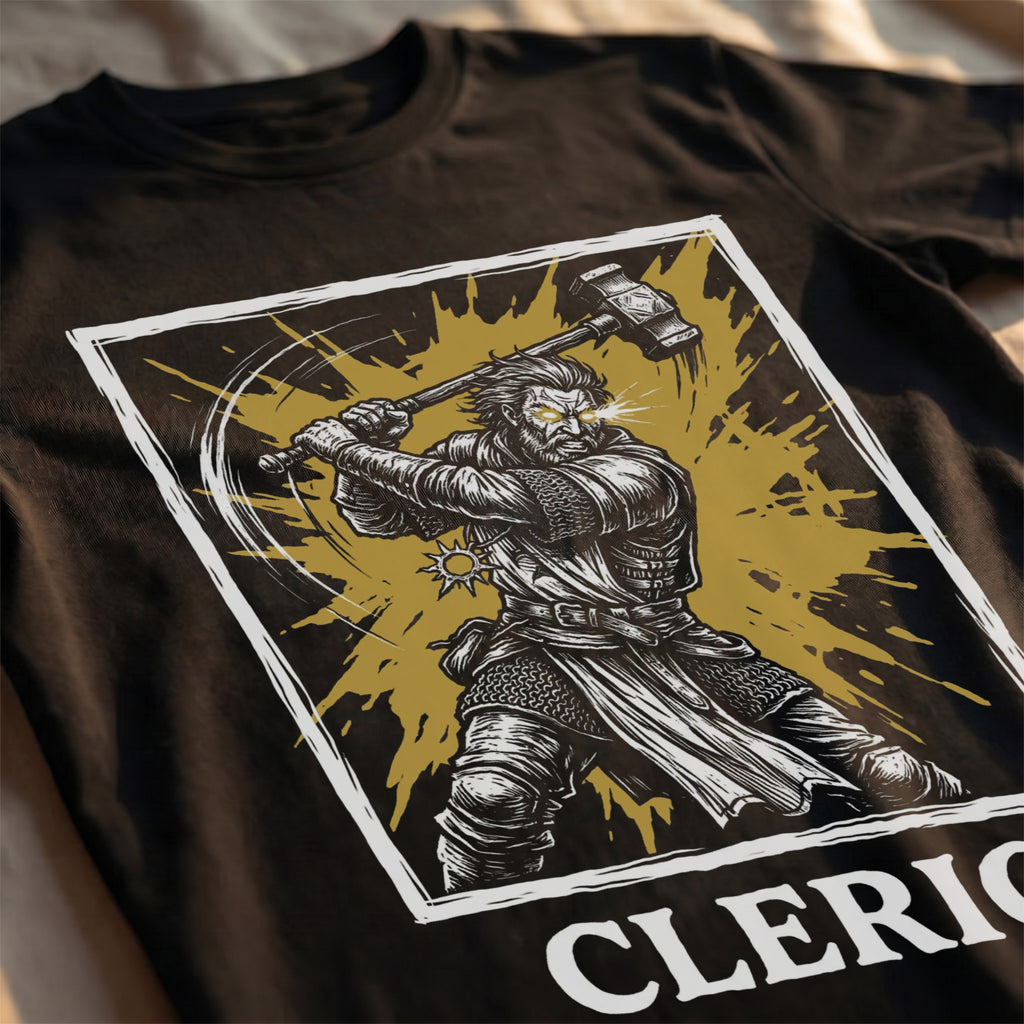 Cleric Class T-Shirt | D&D Divine Hammer & Healer Gift | Unisex Comfort Colors® 1717 Male Design