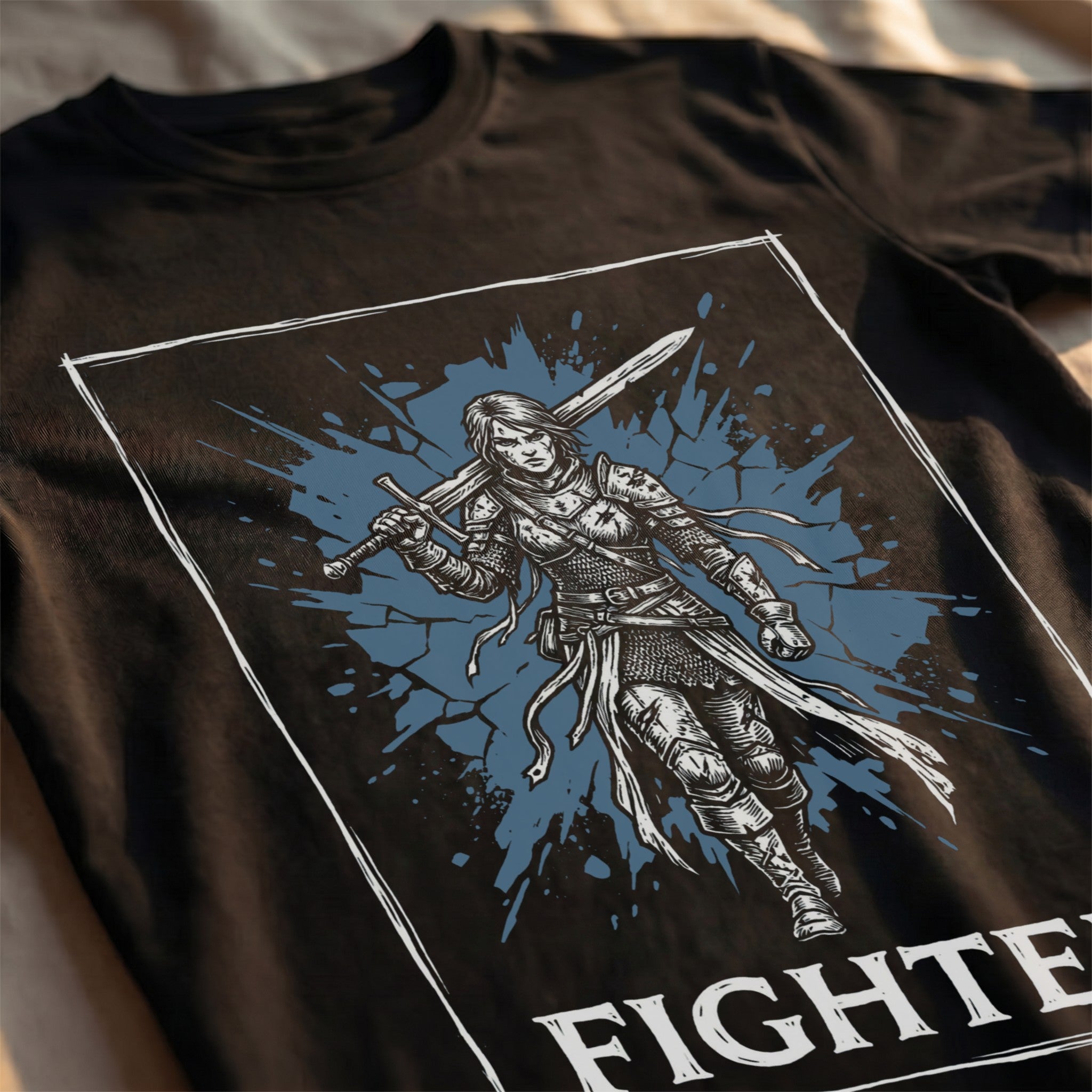 Fighter Class T-Shirt | D&D Warrior & Greatsword Gift | Unisex Comfort Colors® 1717 Female Design