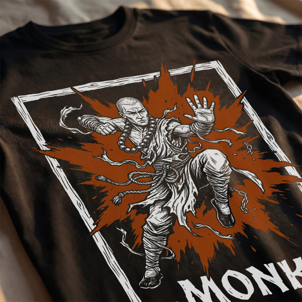 Monk Class T-Shirt | D&D Martial Arts & Ki Gift | Unisex Comfort Colors® 1717 Male Design