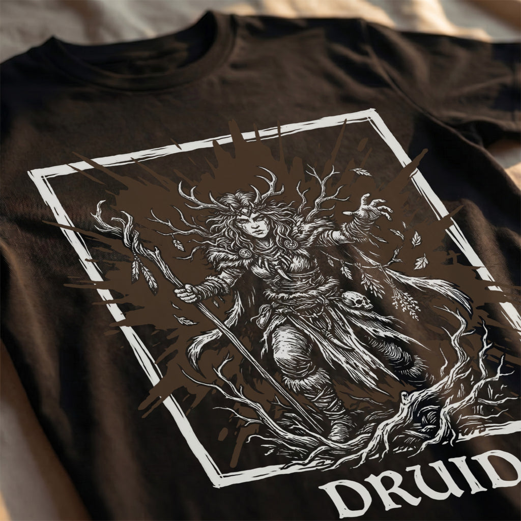 Druid Class T-Shirt | D&D Wild Shape & Nature Magic Gift | Unisex Comfort Colors® 1717 Female Design