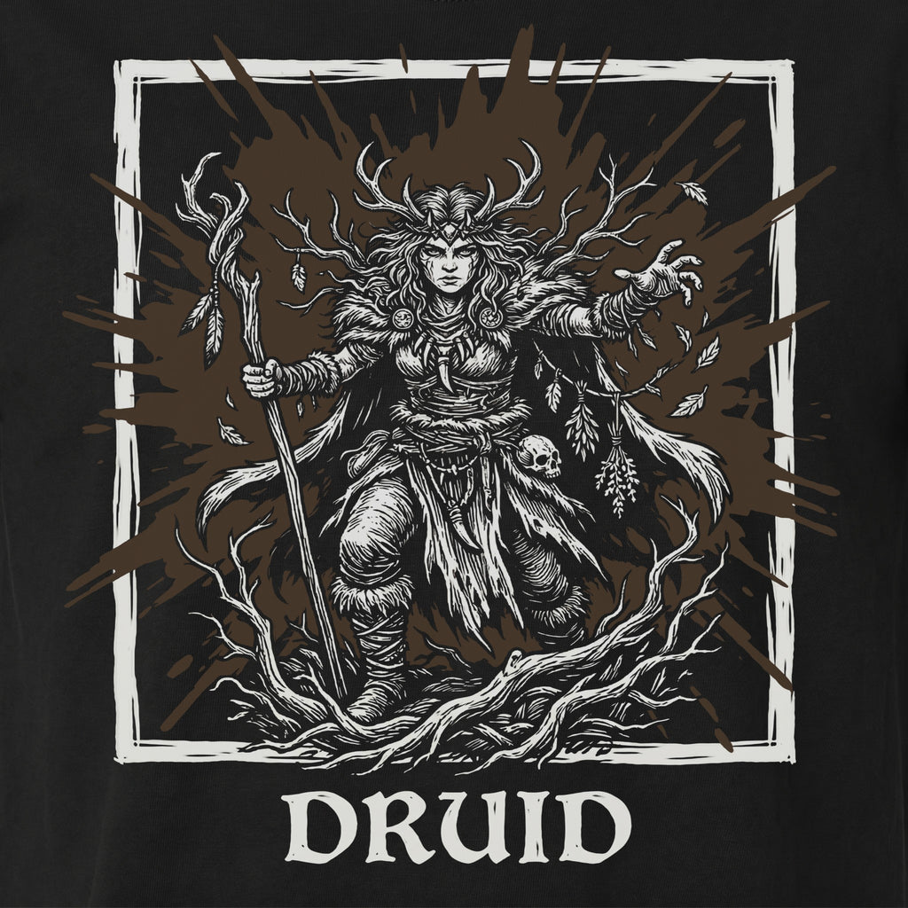 Druid Class T-Shirt | D&D Wild Shape & Nature Magic Gift | Unisex Comfort Colors® 1717 Female Design