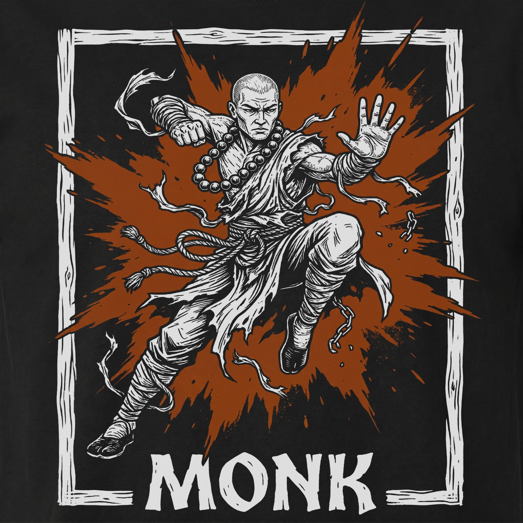 Monk Class T-Shirt | D&D Martial Arts & Ki Gift | Unisex Comfort Colors® 1717 Male Design