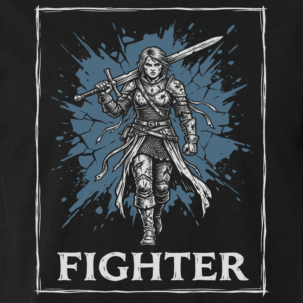 Fighter Class T-Shirt | D&D Warrior & Greatsword Gift | Unisex Comfort Colors® 1717 Female Design