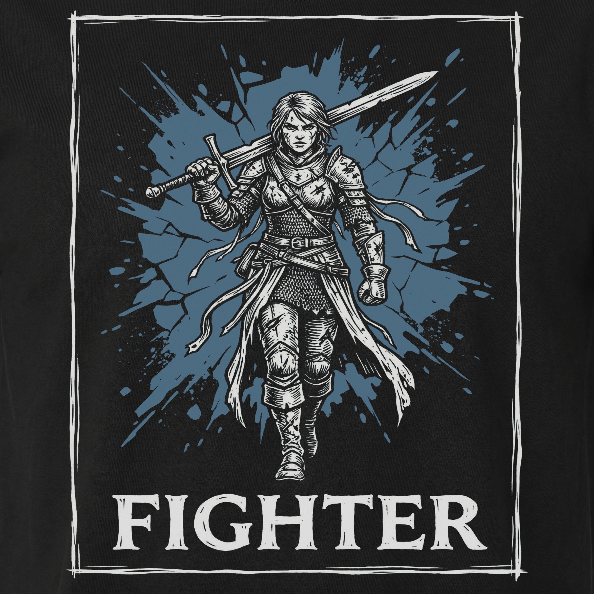Fighter Class T-Shirt | D&D Warrior & Greatsword Gift | Unisex Comfort Colors® 1717 Female Design
