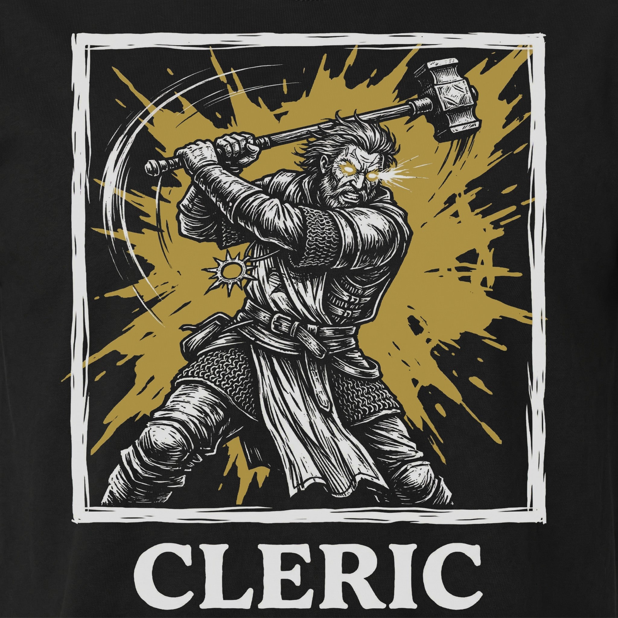 Cleric Class T-Shirt | D&D Divine Hammer & Healer Gift | Unisex Comfort Colors® 1717 Male Design