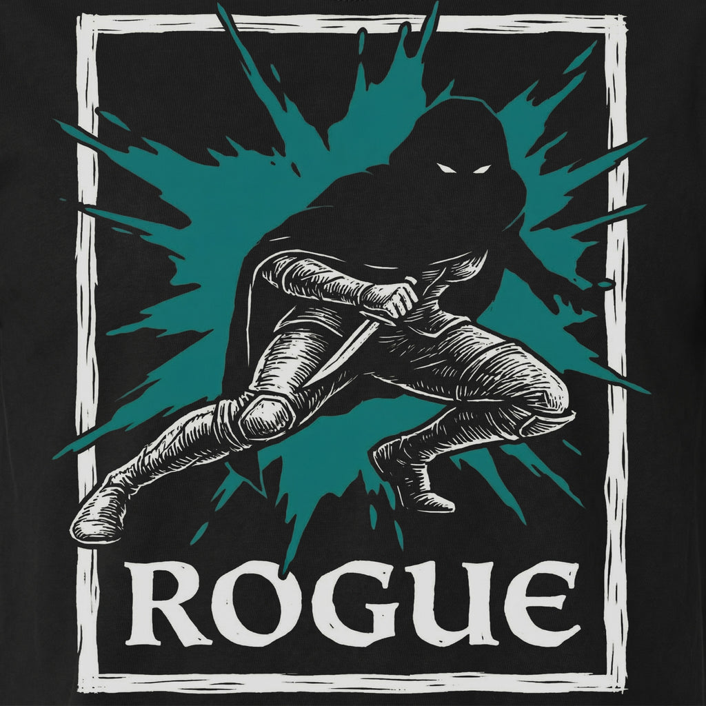 Rogue Class T-Shirt | D&D Sneak Attack & Assassin Gift | Unisex Comfort Colors® 1717 Female Design