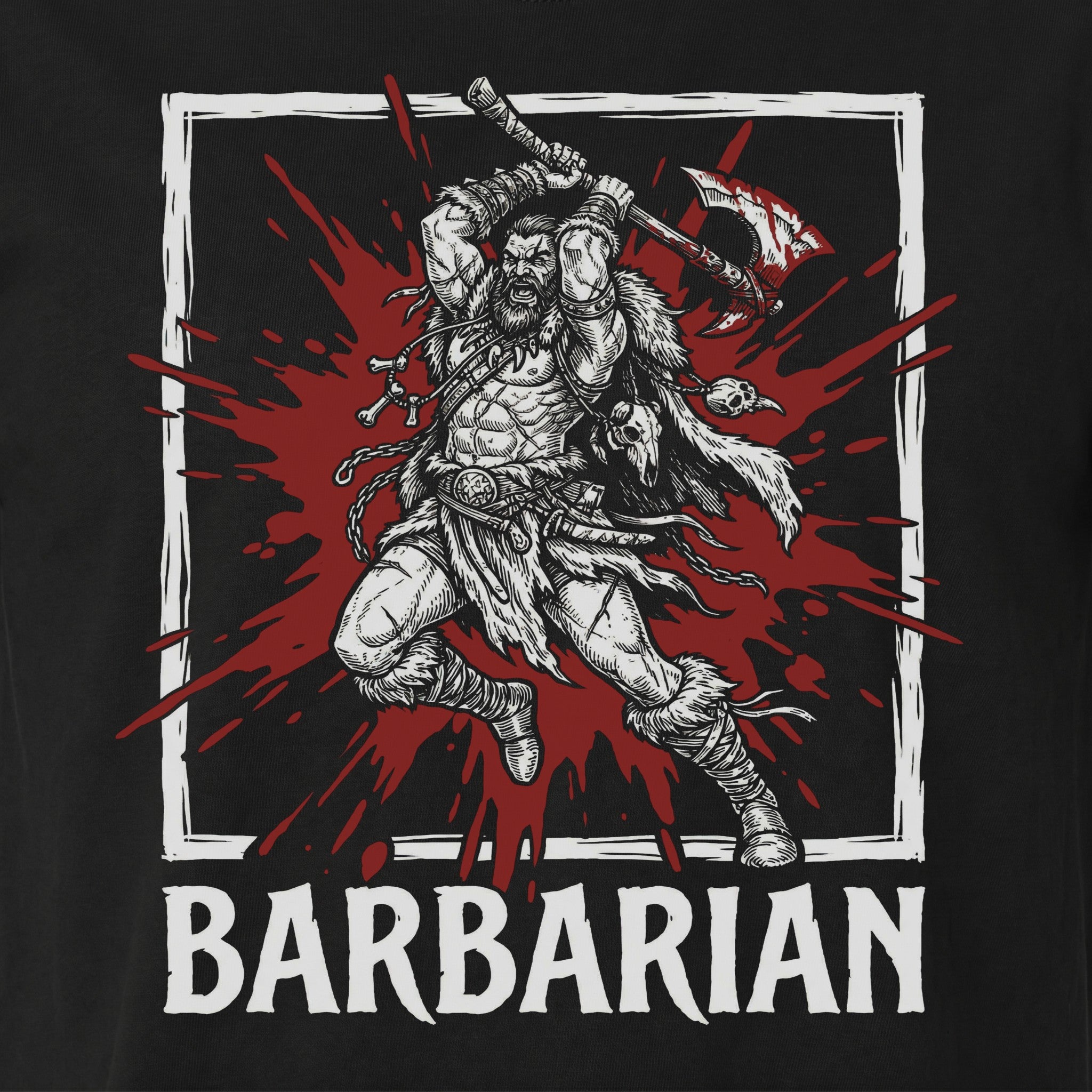 Barbarian Class T-Shirt | D&D Rage & Great Axe Gift | Unisex Comfort Colors® 1717 Male Design