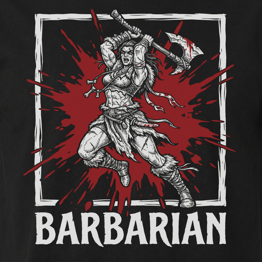 Barbarian Class T-Shirt | D&D Rage & Great Axe Gift | Unisex Comfort Colors® 1717 Female Design