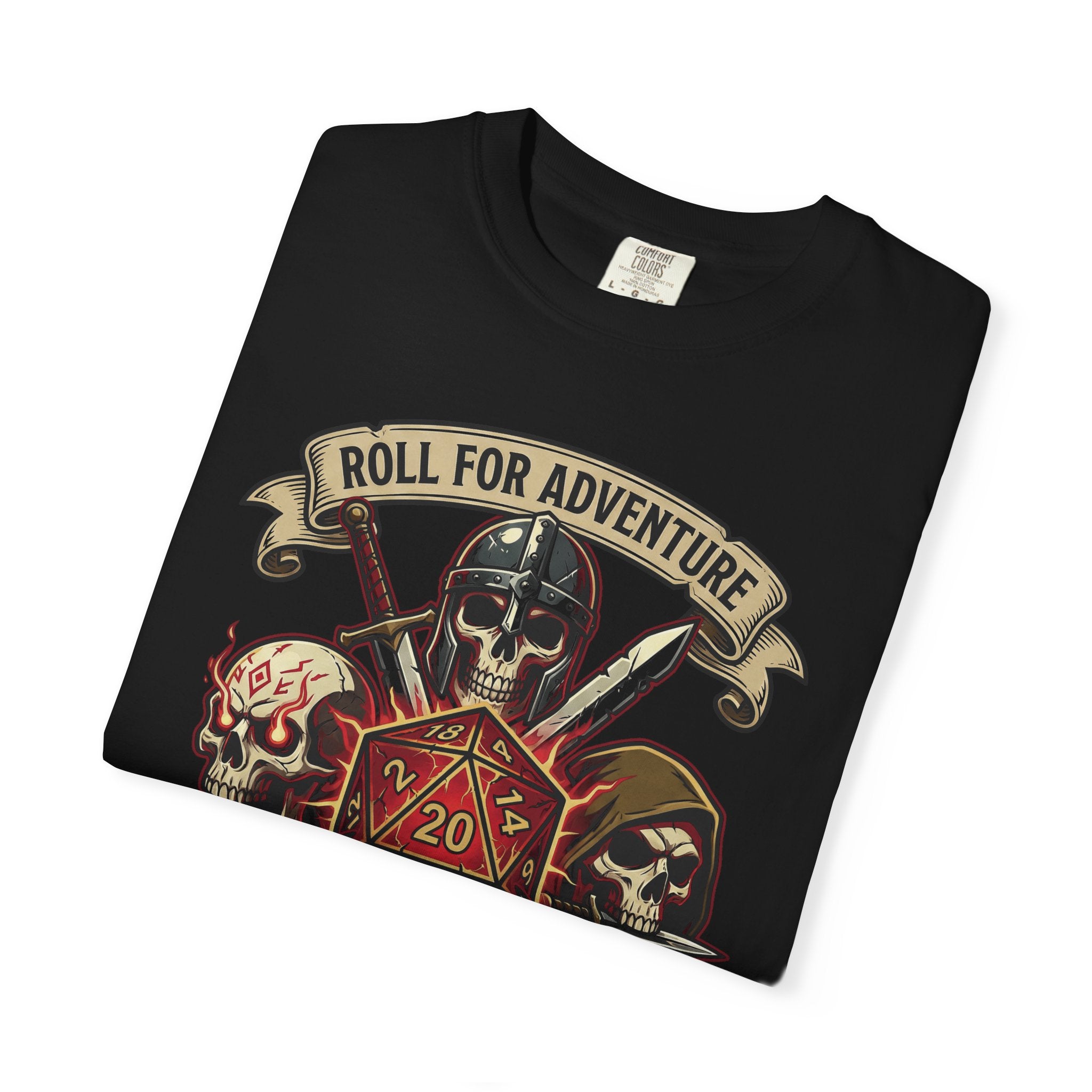 Roll for Adventure T-Shirt | D20 Skull Dice RPG Gift | Unisex Comfort Colors® 1717