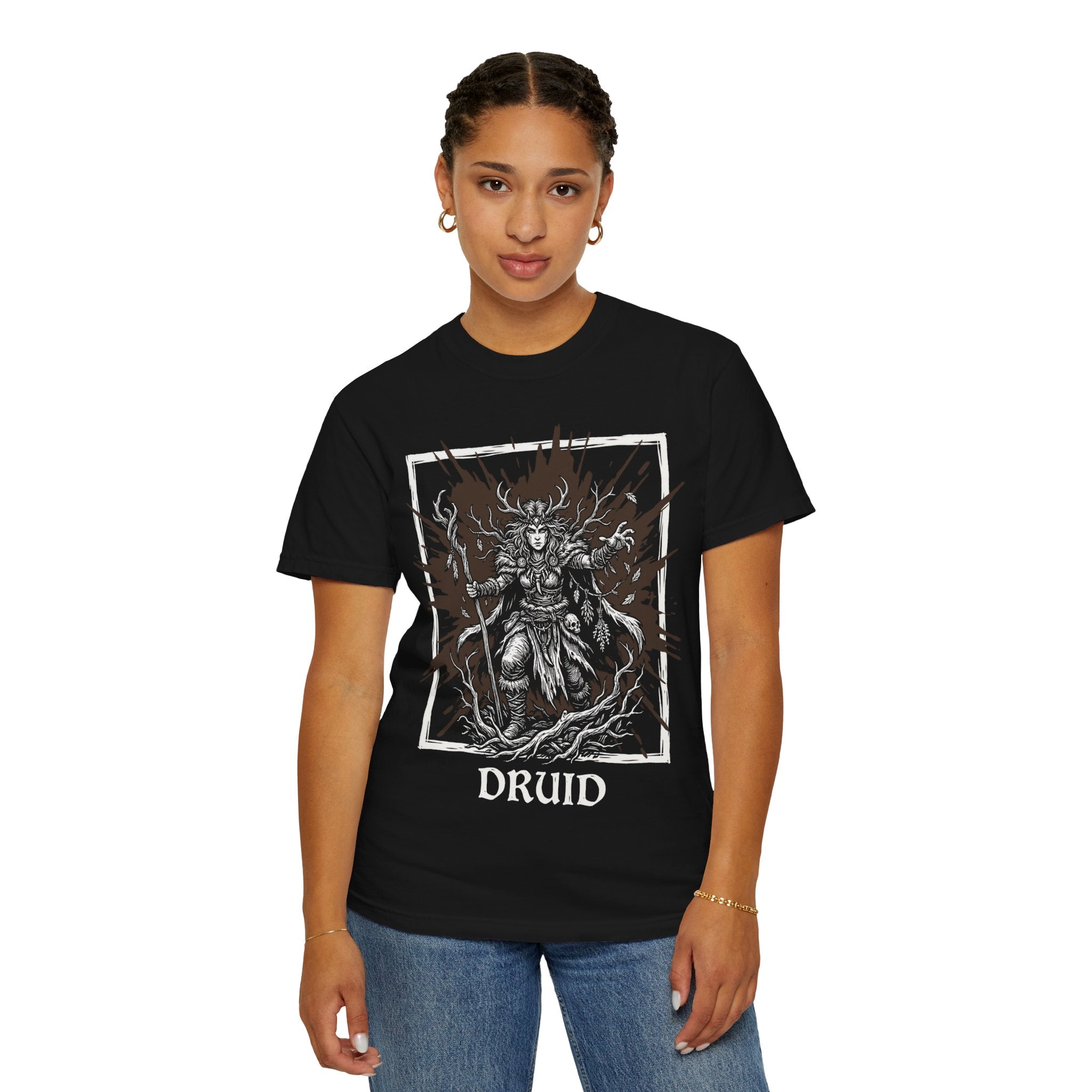 Druid Class T-Shirt | D&D Wild Shape & Nature Magic Gift | Unisex Comfort Colors® 1717 Female Design