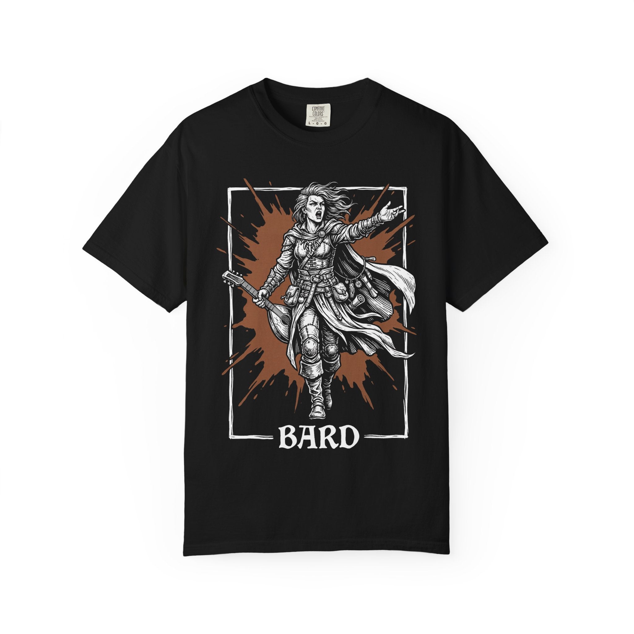 Bard Class T-Shirt | D&D Bardic Inspiration & Lute Gift | Unisex Comfort Colors® 1717 Female Design