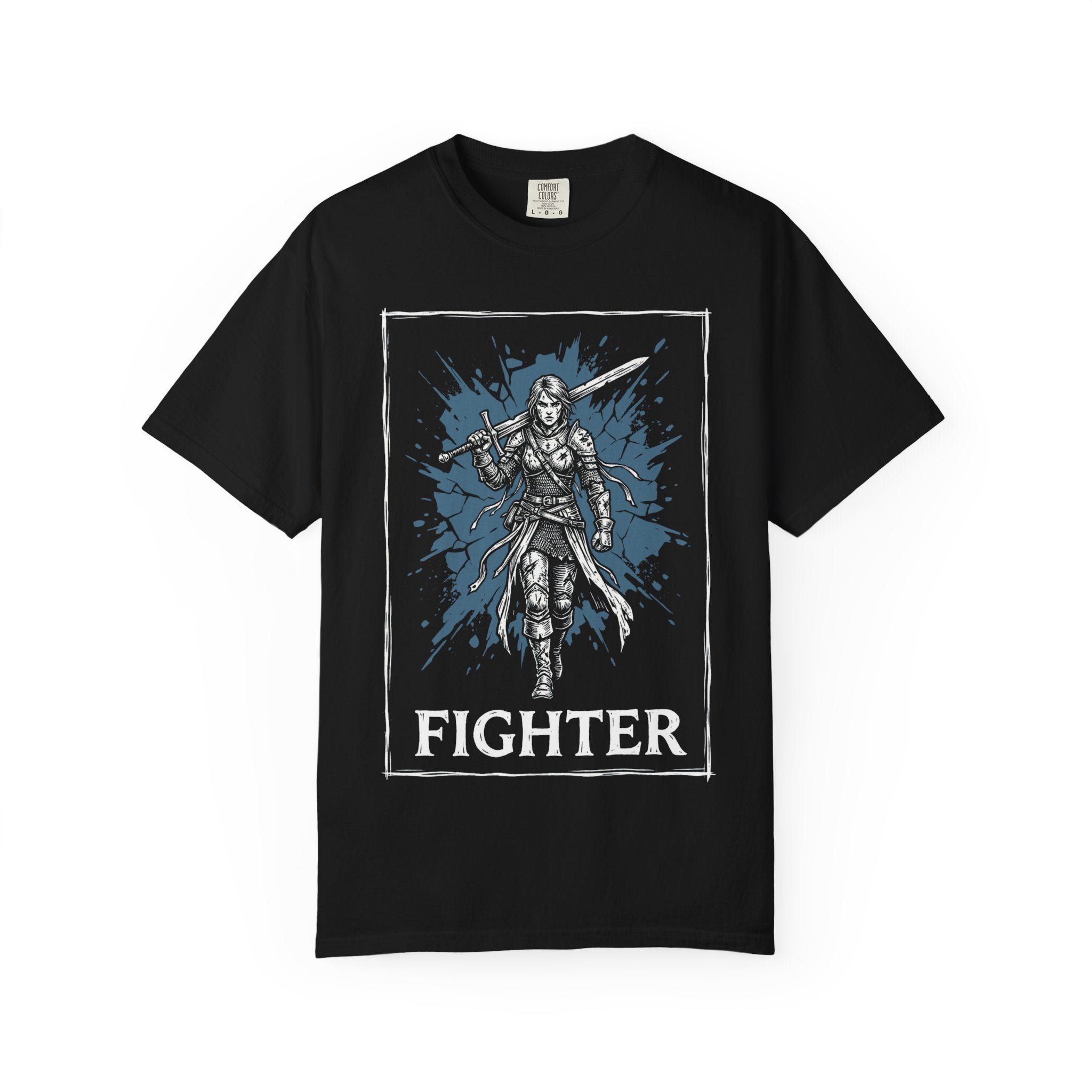 Fighter Class T-Shirt | D&D Warrior & Greatsword Gift | Unisex Comfort Colors® 1717 Female Design