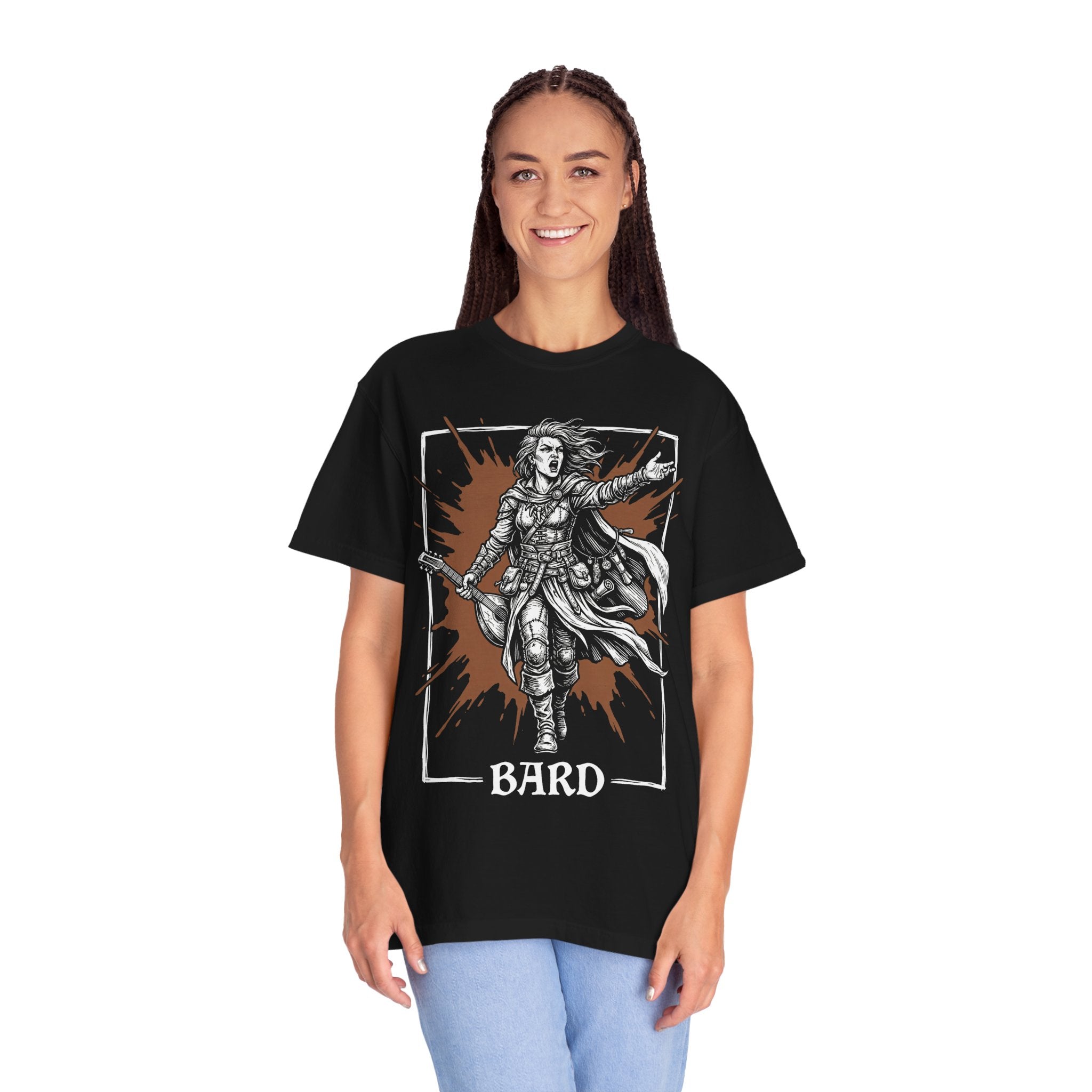 Bard Class T-Shirt | D&D Bardic Inspiration & Lute Gift | Unisex Comfort Colors® 1717 Female Design