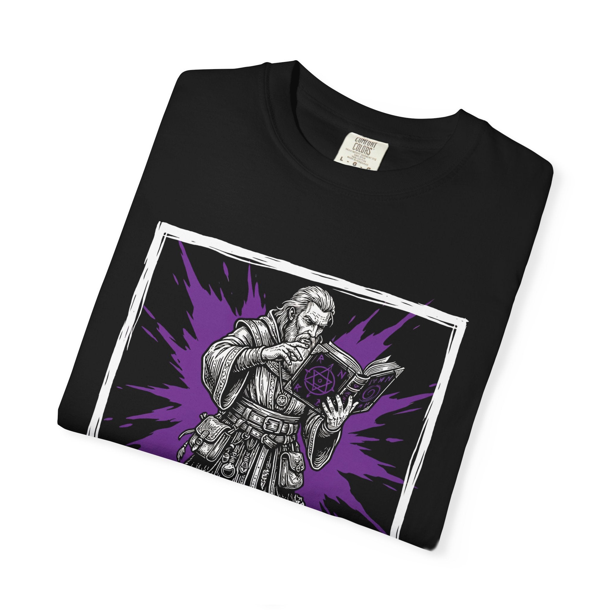 Wizard Class T-Shirt | D&D Arcane Magic & Spellbook Gift | Unisex Comfort Colors® 1717 Male Design