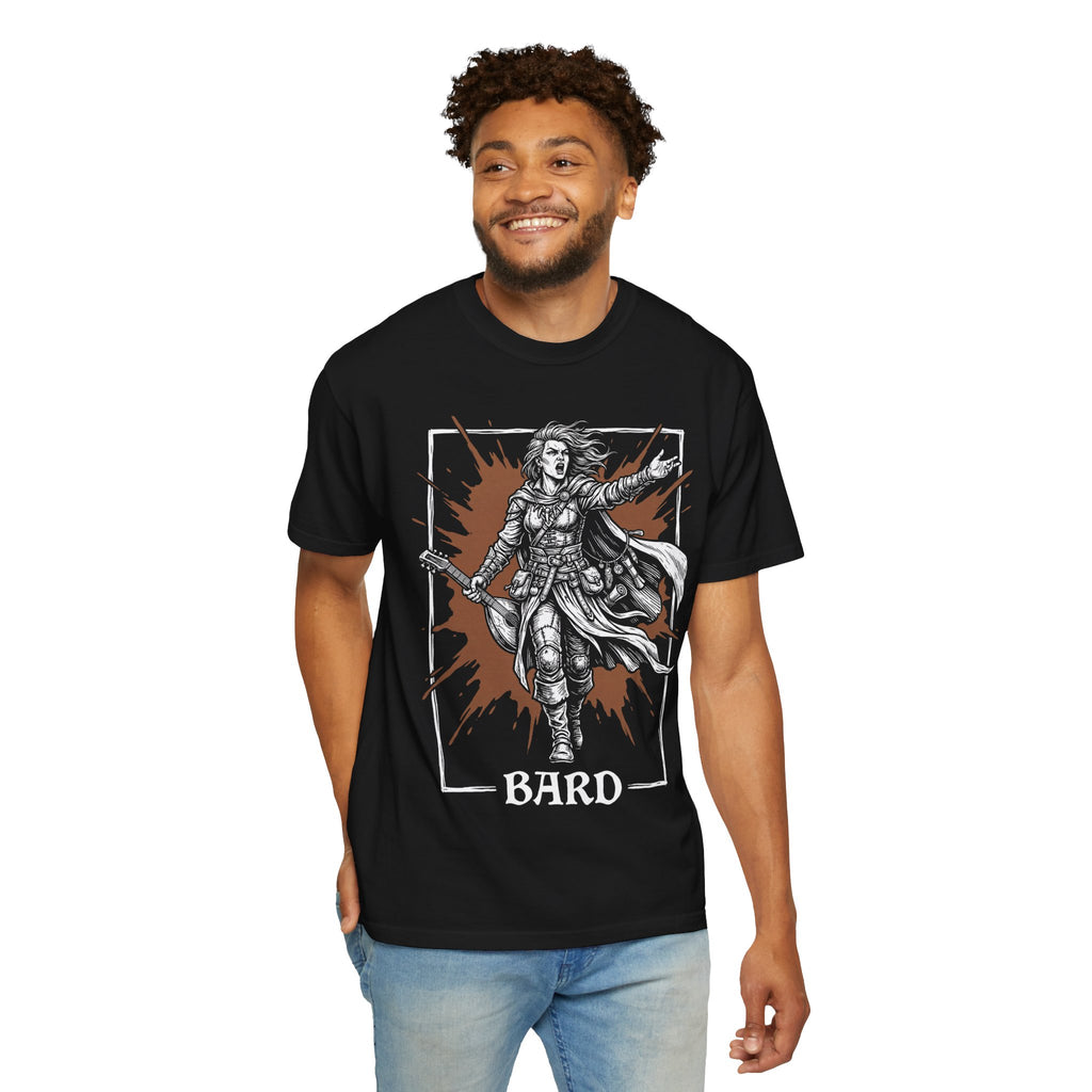 Bard Class T-Shirt | D&D Bardic Inspiration & Lute Gift | Unisex Comfort Colors® 1717 Female Design