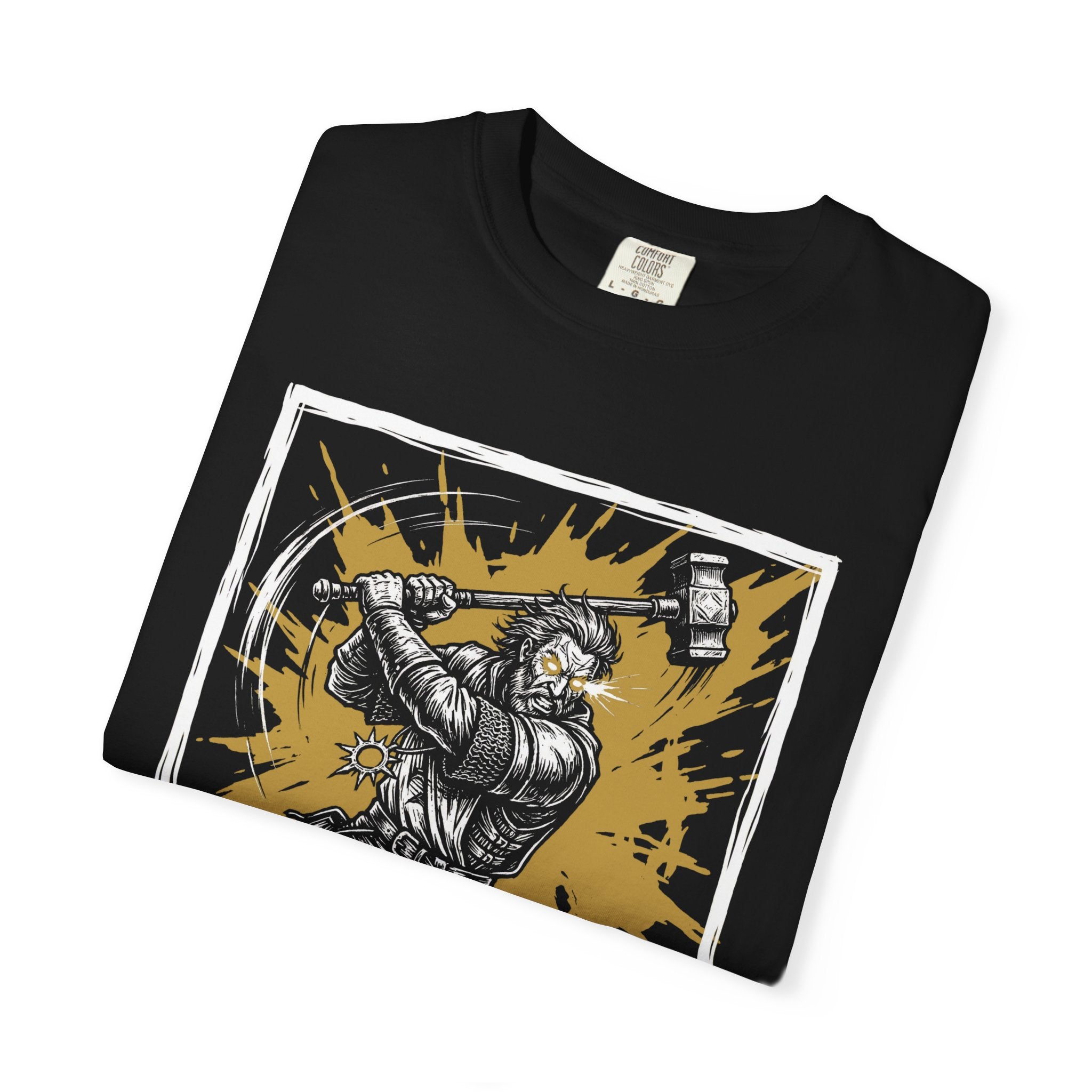 Cleric Class T-Shirt | D&D Divine Hammer & Healer Gift | Unisex Comfort Colors® 1717 Male Design