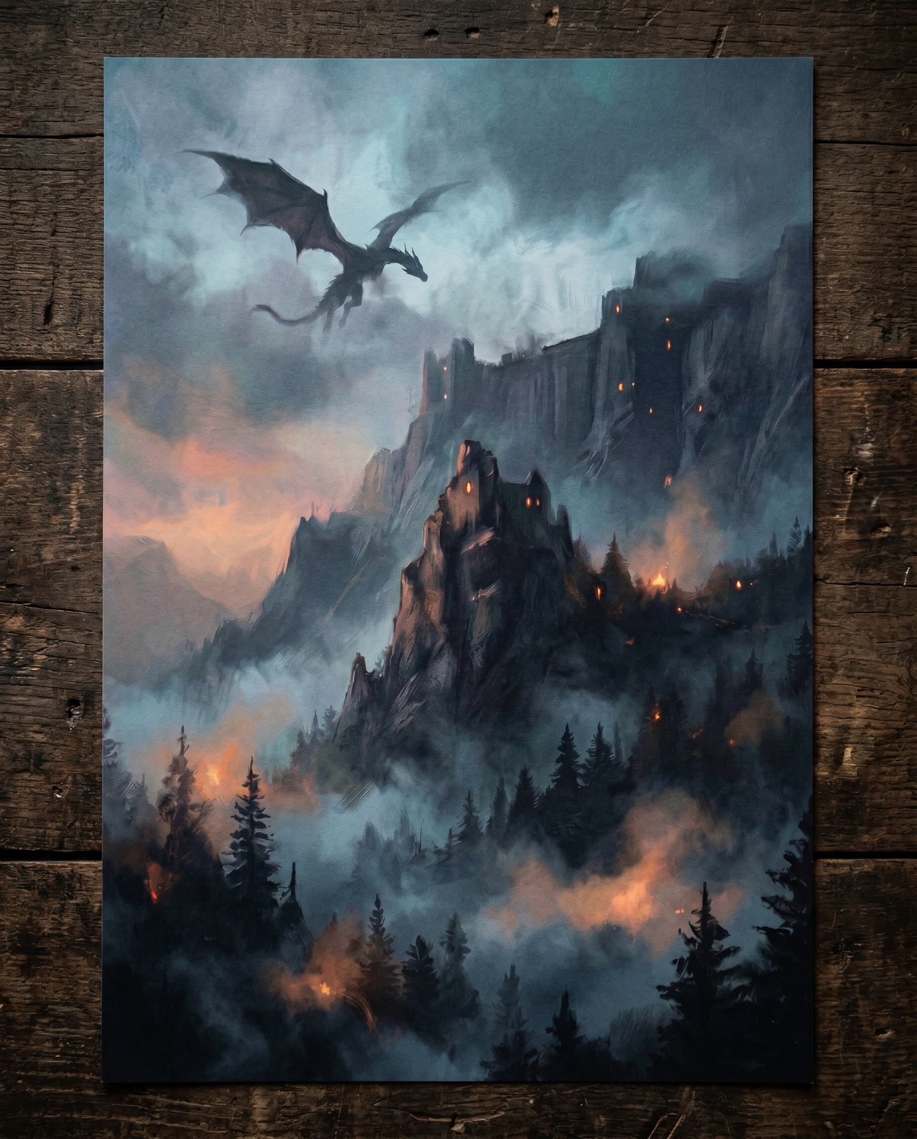 Dragon's Siege — Dark Fantasy Art Print